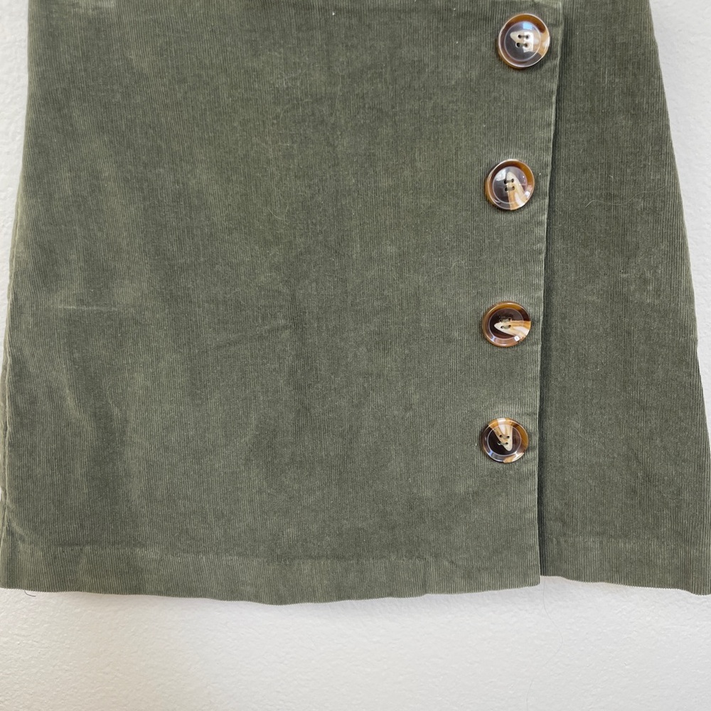 Olive Button-Front Mini Skirt - Picture 3 of 5